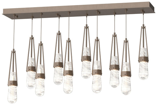 Link 44.5" Rectangular Bronze Long Pendant w/ Clear Glass & White