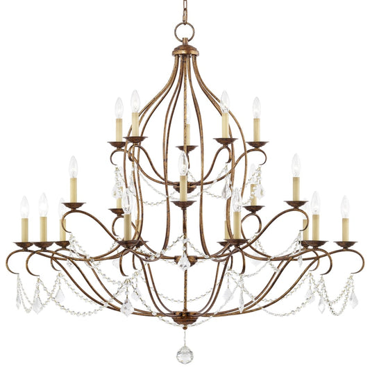 Livex Lighting Chesterfield 12 Light 3 Tier Chandelier with Crystal Accents