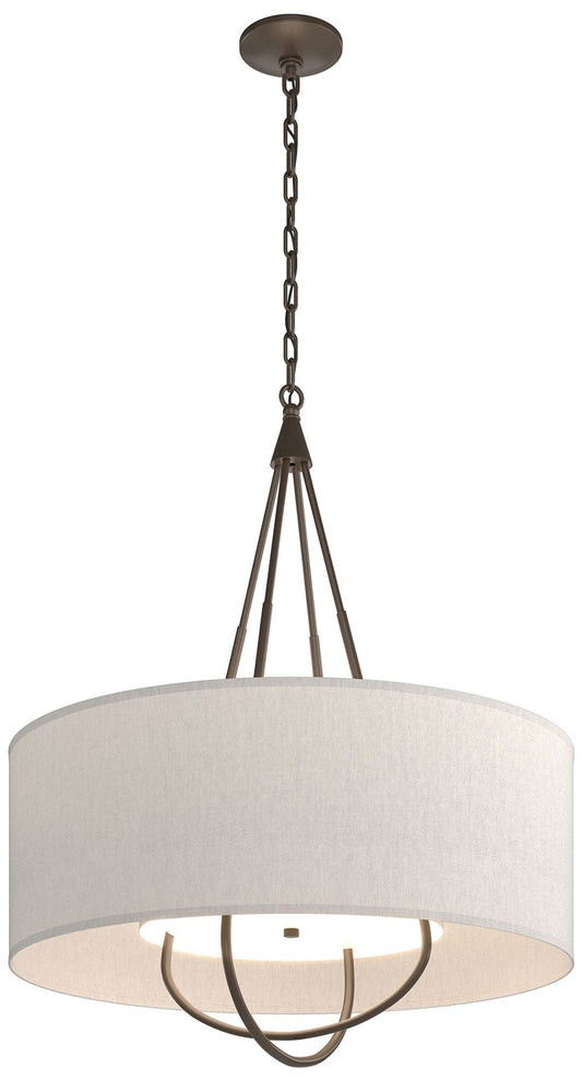 Loop Pendant - Bronze Finish - Bronze Accents - Flax Shade