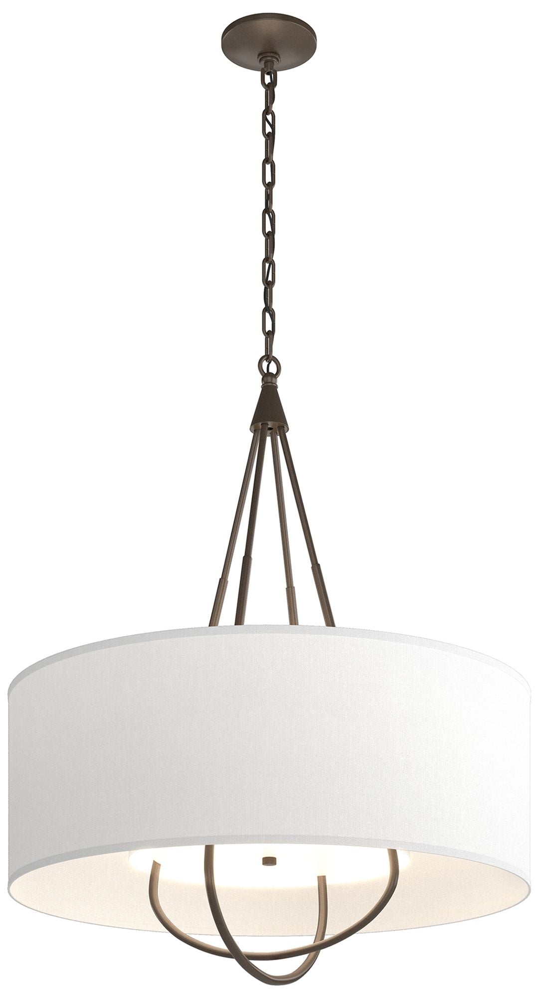 Loop Pendant - Bronze Finish - Bronze Accents - Natural Anna Shade