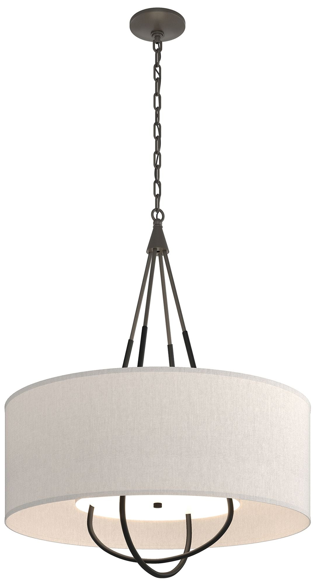 Loop Pendant - Dark Smoke Finish - Black Accents - Flax Shade