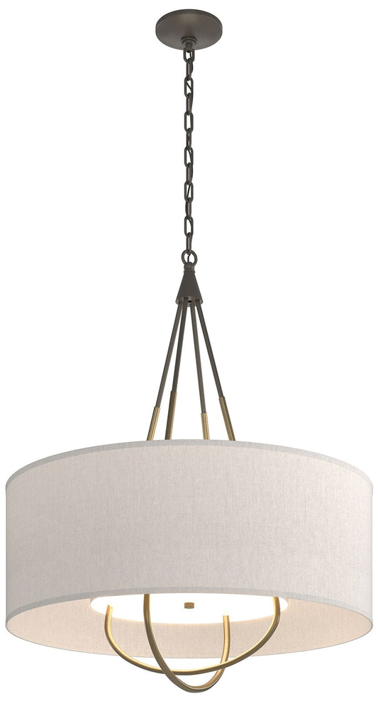 Loop Pendant - Dark Smoke Finish - Soft Gold Accents - Flax Shade
