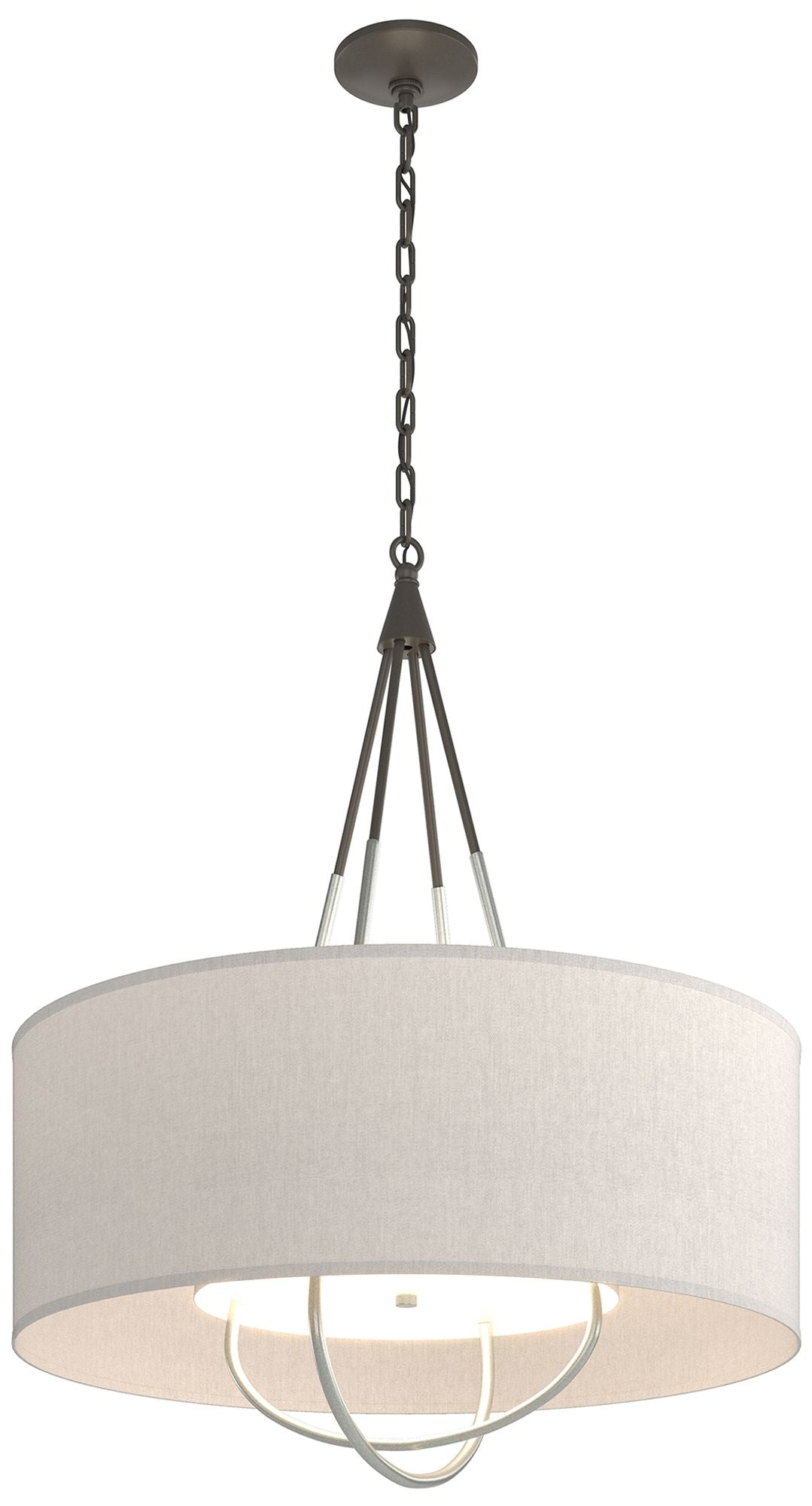 Loop Pendant - Dark Smoke Finish - Vintage Platinum Accents - Flax Shade