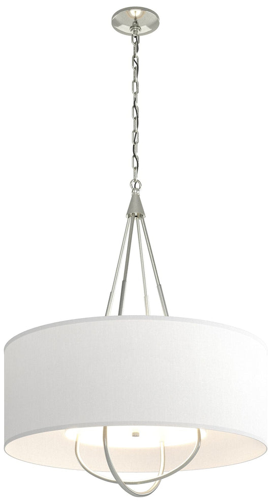 Loop Pendant - Sterling Finish - Vintage Platinum Accents - Natural Shade