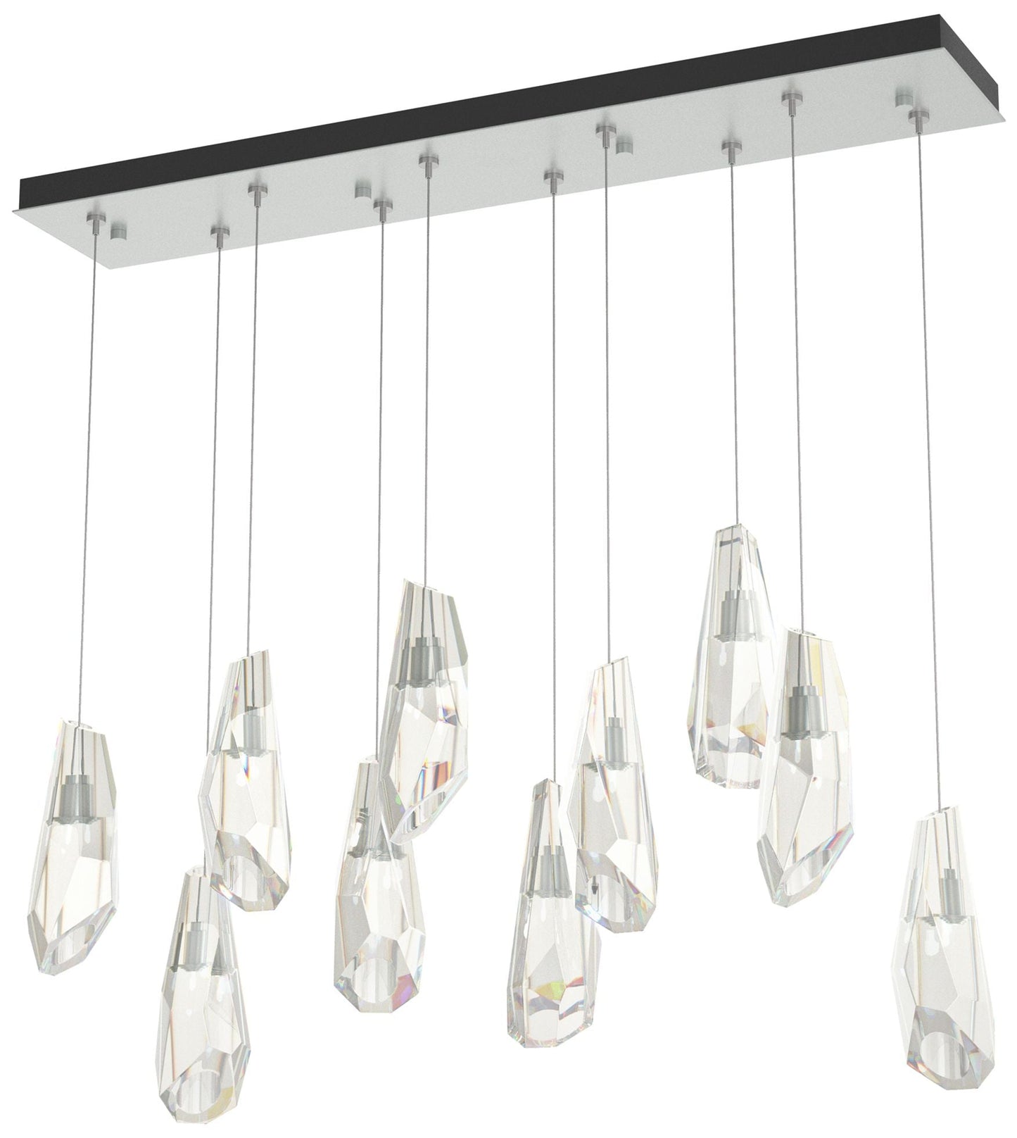 Luma 44.5" Rectangular Vintage Platinum & Crystal Long Pendant