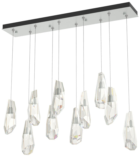 Luma 44.5" Rectangular Vintage Platinum & Crystal Long Pendant