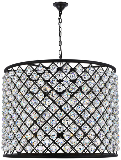 Madison 12 Lt Matte Black Chandelier Clear