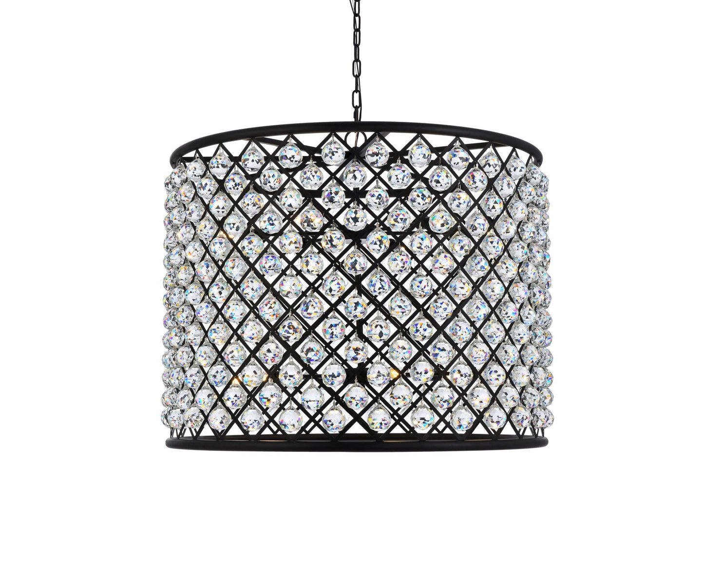Madison 12 Lt Matte Black Chandelier Clear