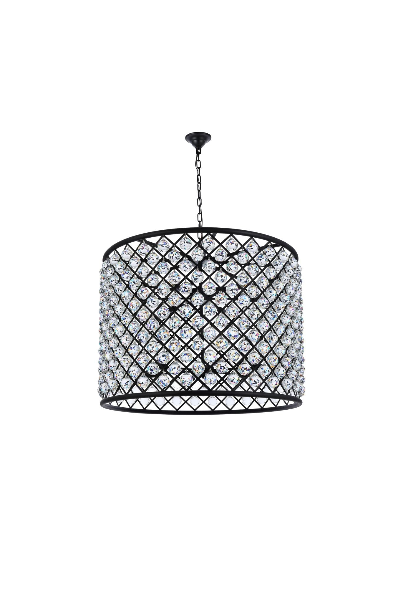 Madison 12 Lt Matte Black Chandelier Clear