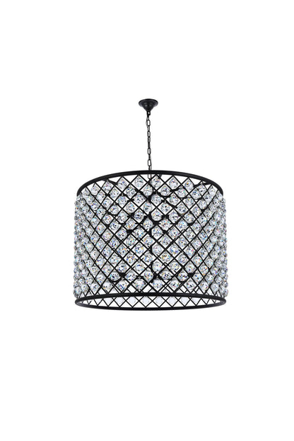 Madison 12 Lt Matte Black Chandelier Clear