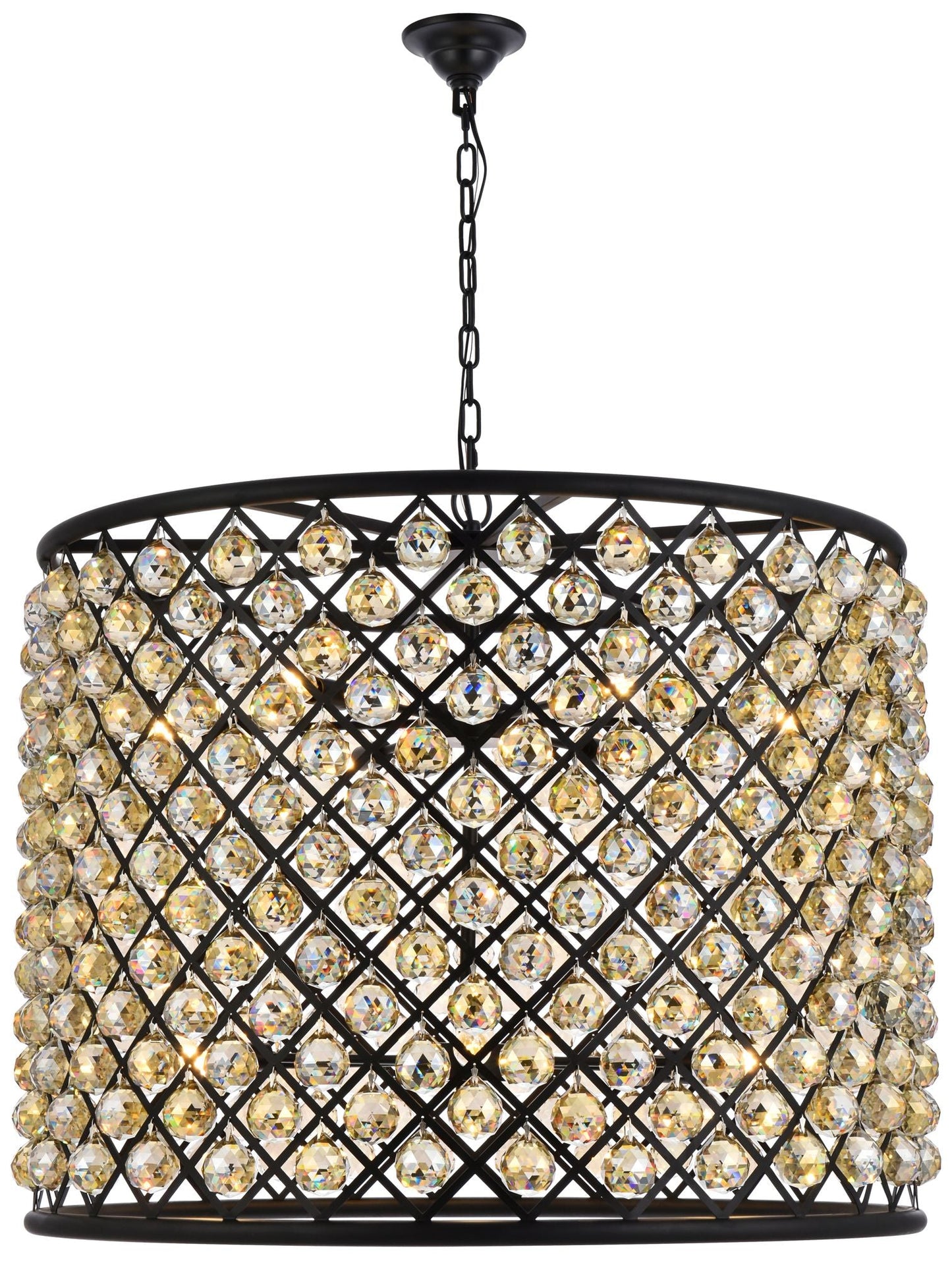 Madison 12 Lt Matte Black Chandelier Golden Teak