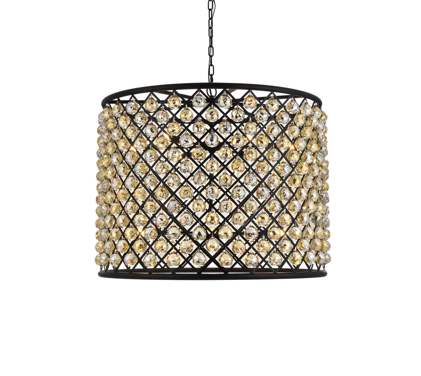 Madison 12 Lt Matte Black Chandelier Golden Teak