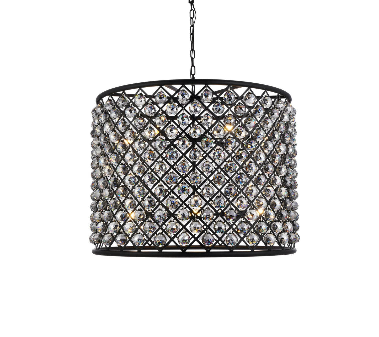 Madison 12 Lt Matte Black Chandelier Silver Shade (Grey)
