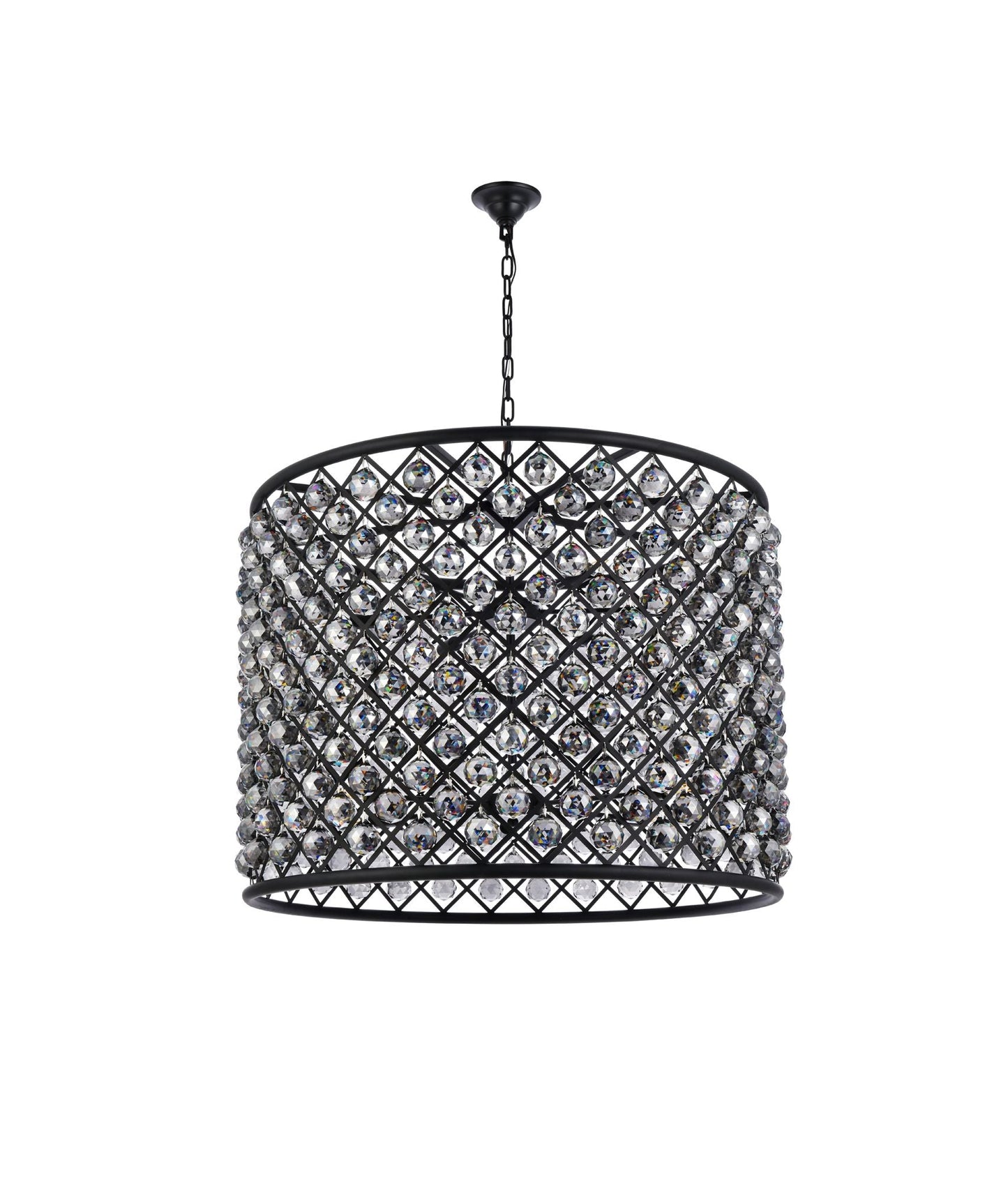 Madison 12 Lt Matte Black Chandelier Silver Shade (Grey)