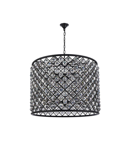 Madison 12 Lt Matte Black Chandelier Silver Shade (Grey)