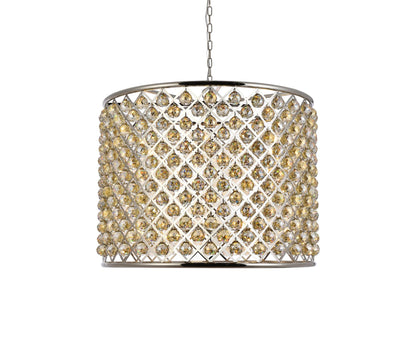 Madison 12 Lt Polished Nickel Chandelier Golden Teak