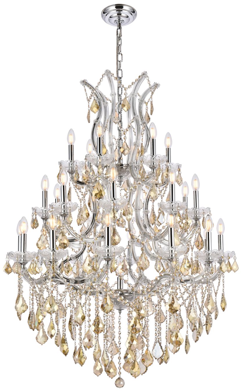 Maria Theresa 38" Wide Chrome and Golden Crystal Chandelier