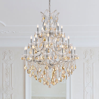 Maria Theresa 38" Wide Chrome and Golden Crystal Chandelier