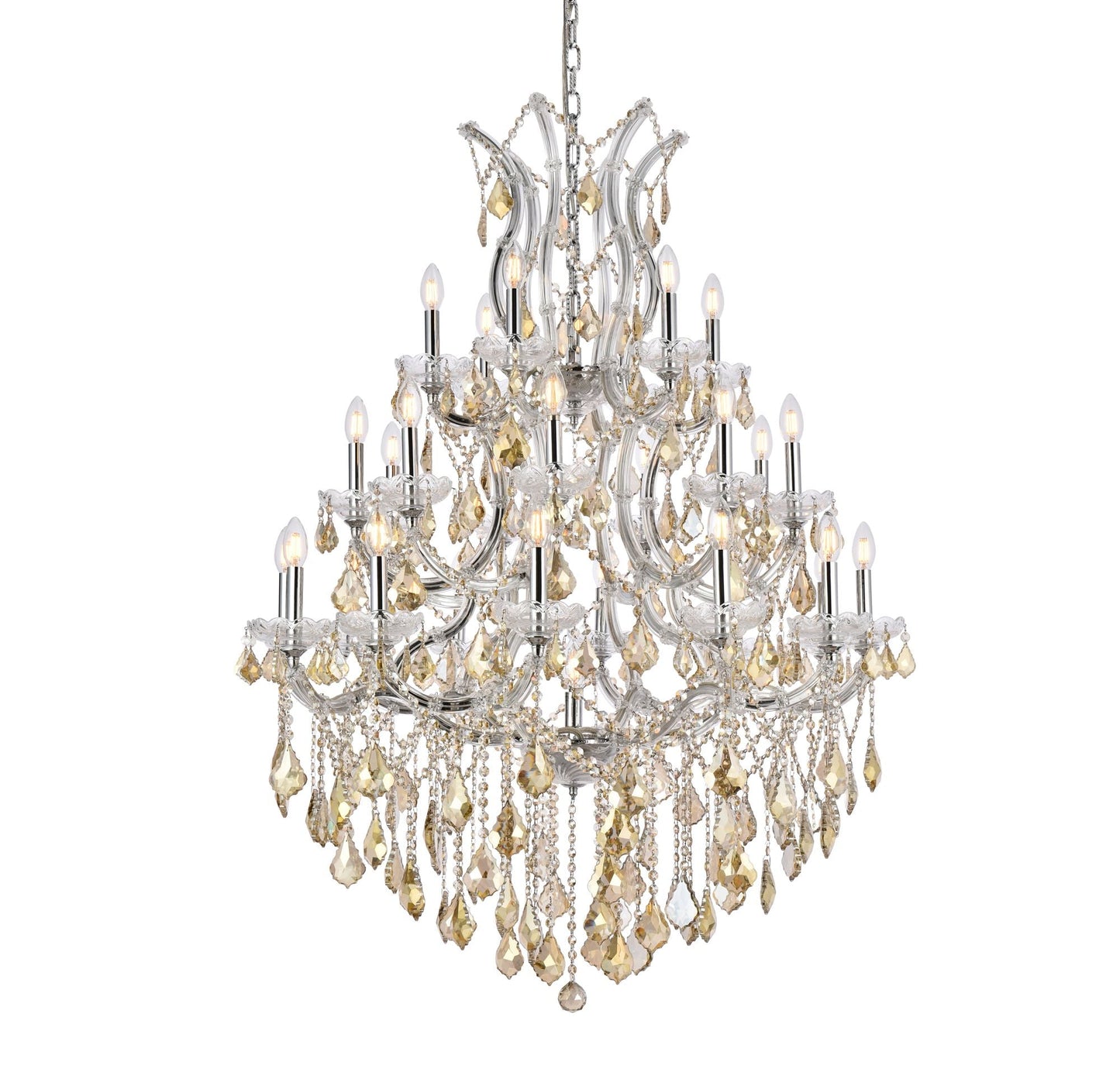 Maria Theresa 38" Wide Chrome and Golden Crystal Chandelier