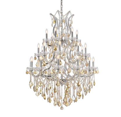 Maria Theresa 38" Wide Chrome and Golden Crystal Chandelier