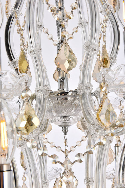 Maria Theresa 38" Wide Chrome and Golden Crystal Chandelier