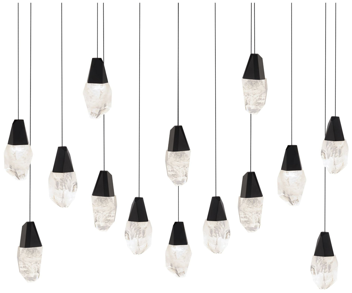 Martini 7"H x 40"W 14-Light Crystal Multi-Light Pendant in Black