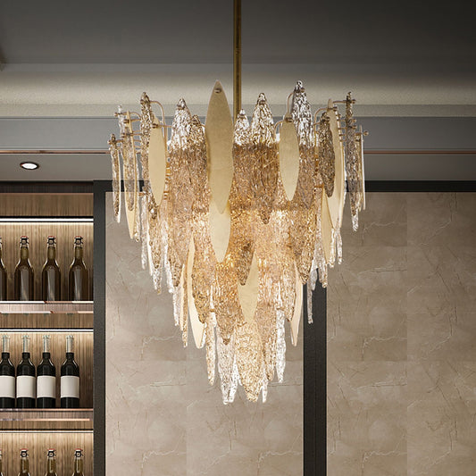 Maxim Majestic 32 1/2" Wide Gold Leaf and Glass Chandelier