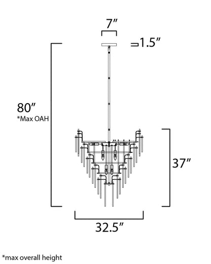 Maxim Majestic 32 1/2" Wide Gold Leaf and Glass Chandelier