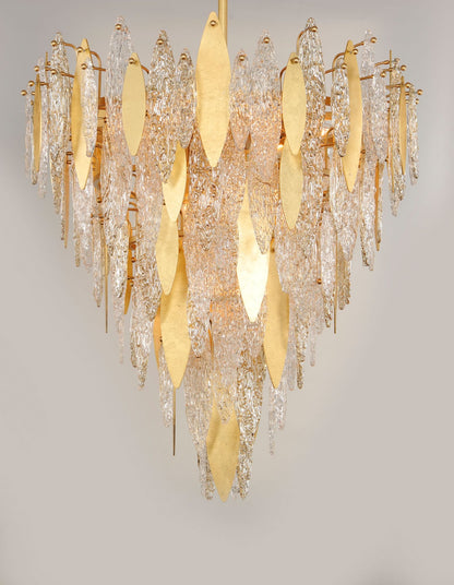 Maxim Majestic 32 1/2" Wide Gold Leaf and Glass Chandelier