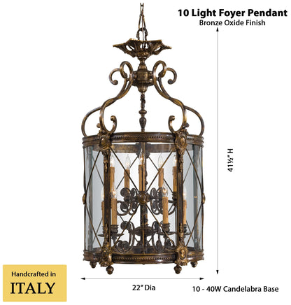 Metropolitan 10-Light 22.04-in Bronze Oxide Pendant with Clear Glass Shades
