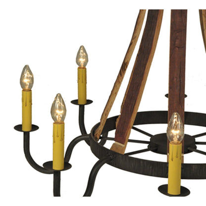 Meyda Tiffany Barrel Stave Madera 8 Light 44" Wide Taper Candle Style Chandelier