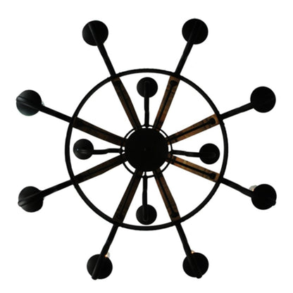 Meyda Tiffany Barrel Stave Madera 12 Light 44" Wide Wrought Iron Candle Style Chandelier
