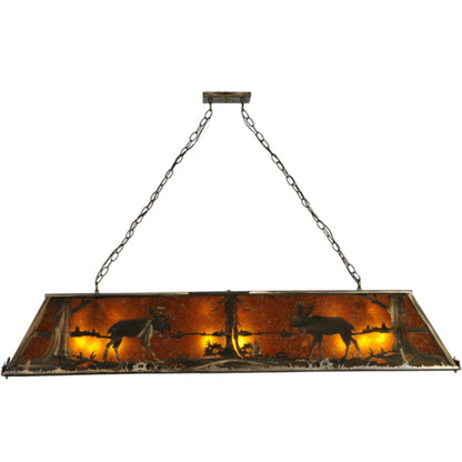 Meyda Tiffany Moose at Lake 9 Light 61" Wide Linear Pendant