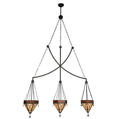 Meyda Tiffany Larkfield 3 Light 62" Wide Linear Pendant