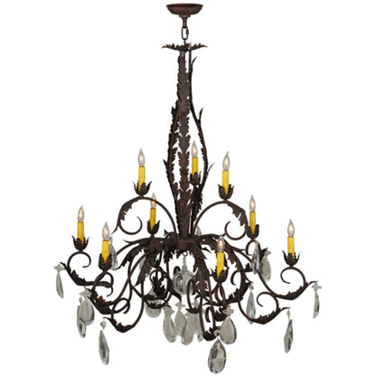 Meyda Tiffany New Country French 9 Light 39" Wide Crystal Candle Style Chandelier