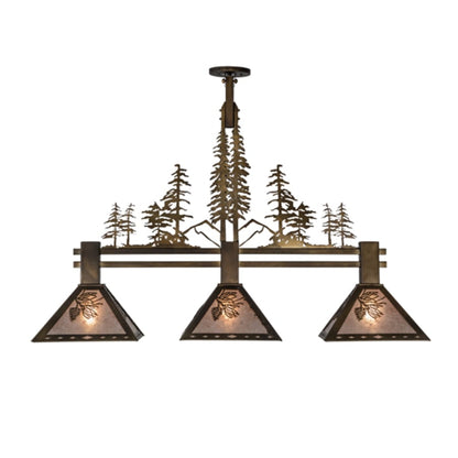 Meyda Tiffany Tall Pines 3 Light 45" Wide Linear Pendant