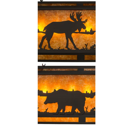 Meyda Tiffany Moose and Black Bear 9 Light 48" Wide Linear Pendant