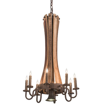 Meyda Tiffany Barrel Stave Madera 9 Light 20" Wide Taper Candle Style Chandelier