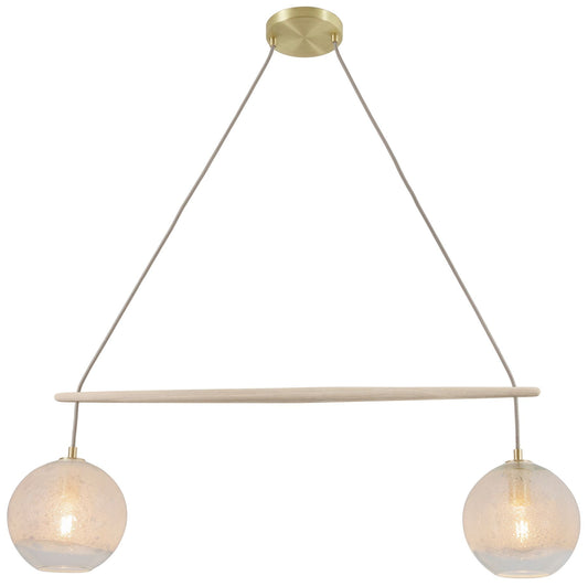 Miro 9" Wide Clear Bubble Glass Oak Crossbar Chandelier w/ Brass Accen