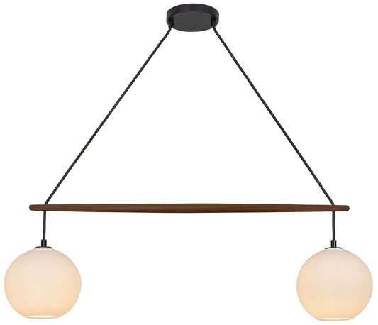 Miro 9" Wide LED White Bubble Glass Walnut Crossbar Chandelier Black A