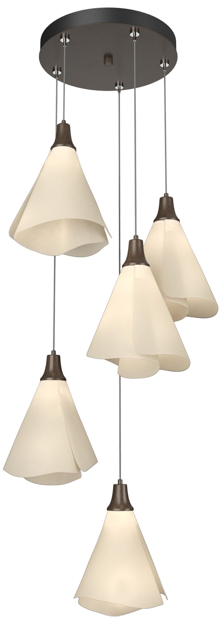 Mobius 17.3" Wide 5-Light Bronze Pendant With Spun Frost Shade