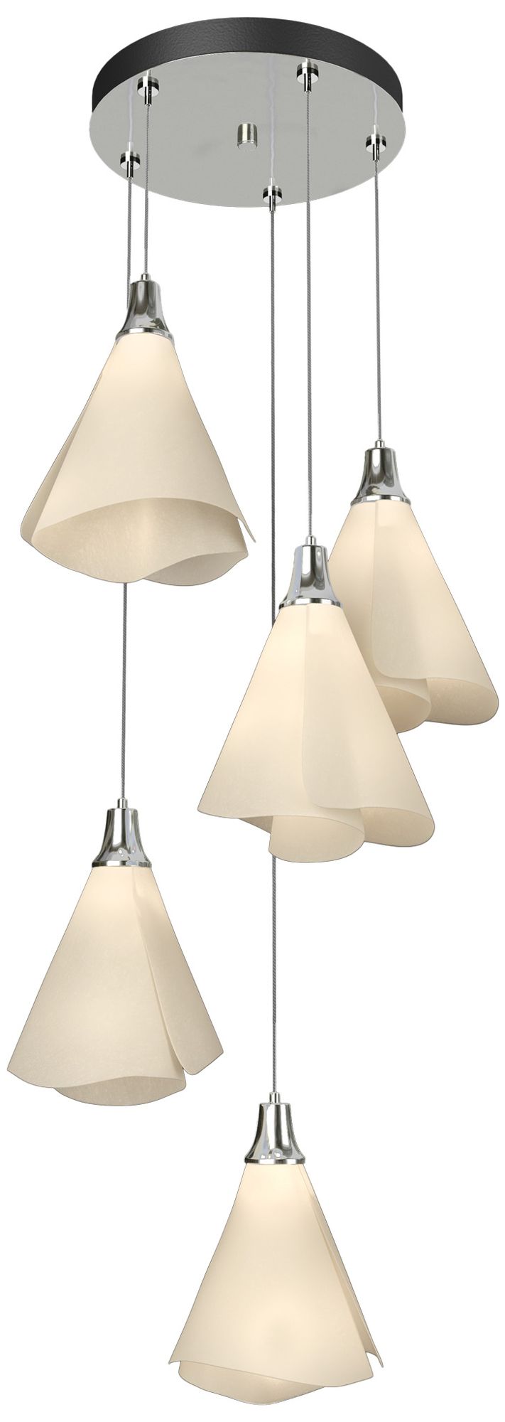 Mobius 17.3" Wide 5-Light Sterling Pendant With Spun Frost Shade