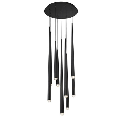 Modern Forms Cascade 9 Light 17" Wide LED Suspended Multi Light Pendant with K-2 Hand Cut Clear Crystal Shades