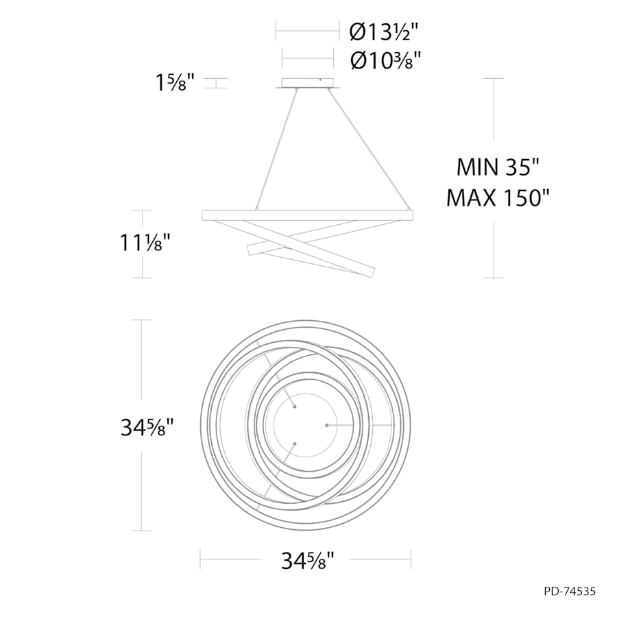 Modern Forms Storm Chaser 35" Wide LED Abstract Chandelier - 2700K