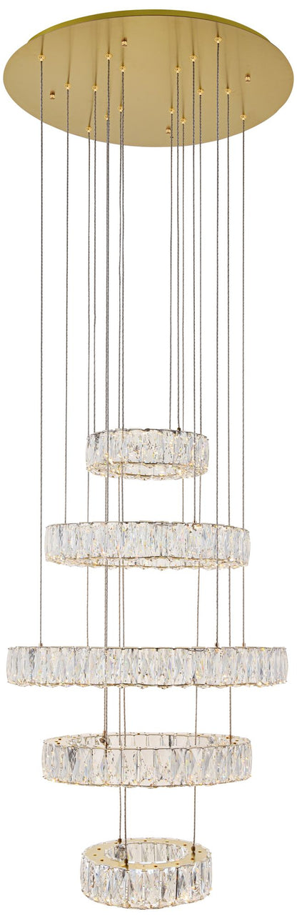 Monroe 25 1/2" Wide Gold and Crystal 5-Tier LED Chandelier