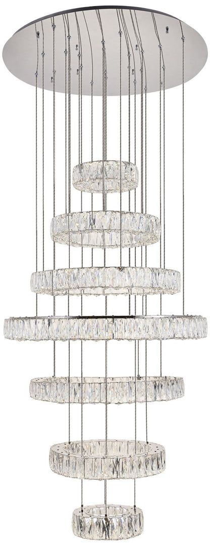 Monroe 33 1/2" Wide Chrome and Crystal 7-Tier LED Chandelier