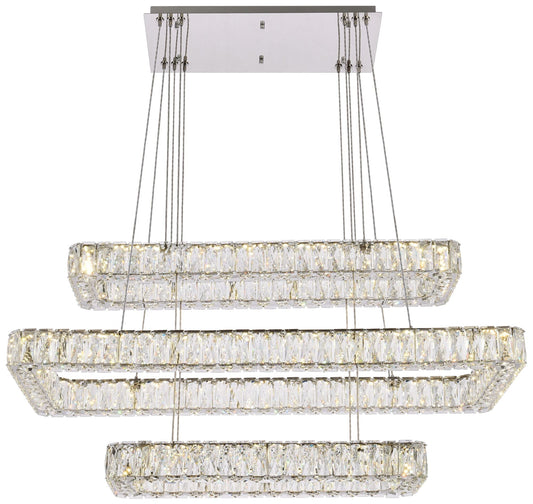 Monroe 42" Wide Chrome Crystal LED Rectangular Pendant Light