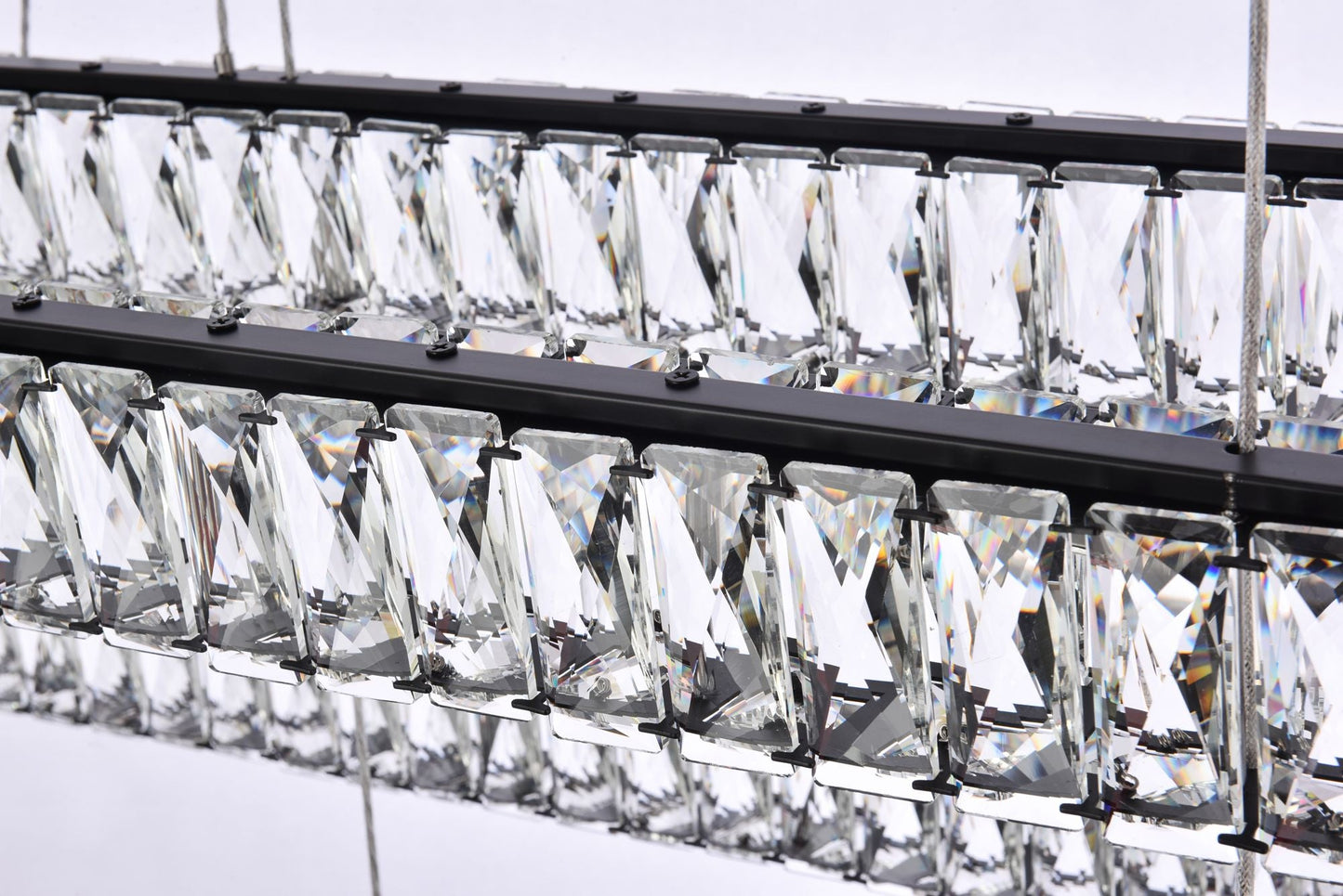 Monroe 50" Wide Black Crystal 3-Tier LED Pendant Light