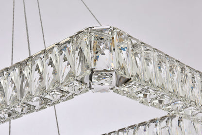 Monroe 50" Wide Chrome Crystal LED Rectangular Pendant Light