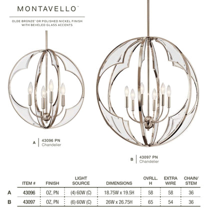 Kichler Montavello 6 Light 26" Wide Single Pendant
